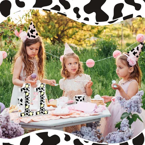 Miniatura 6 de VIHOSE Números con estampado de vaca clara, centros de mesa de cumpleaños, decoración de granja, letrero luminoso con números para fiesta temática