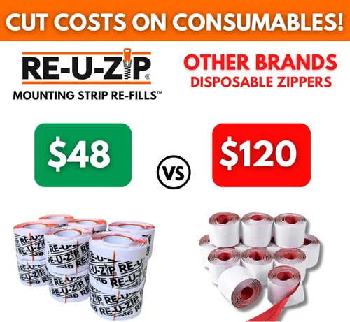 Miniatura 7 de RE-U-ZIP® Cremallera resistente reutilizable con barrera contra polvo Paquete Pro Sistema patentado de gancho y bucle Rentable y confiable