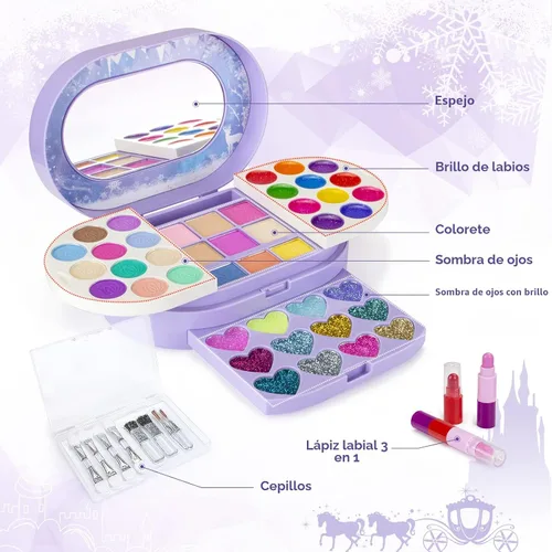 Miniatura 3 de Tomons Kit de maquillaje para niños para niña, juego de belleza de juguete cosmético lavable real, juguetes de cumpleaños, regalo para niñas de 3