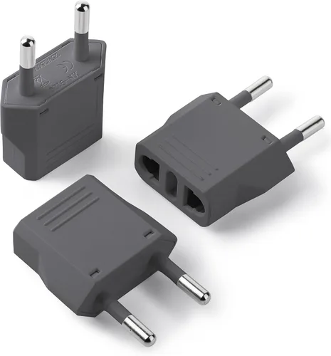 Miniatura 18 de Bates - Adaptador de enchufe europeo, 3 piezas, negro, adaptador de viaje, adaptador de enchufe de EE. UU. a Europa, adaptador de la UE, adaptadores