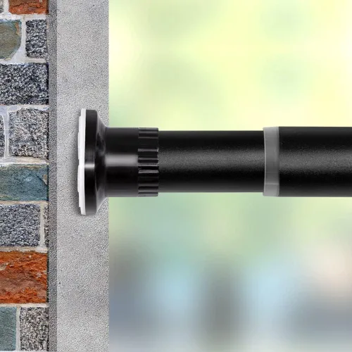 Vailge Separador de habitación y barra de cortina de ducha, 28-43 pulgadas, sin taladrar, barra de tensión ajustable para baño - negro