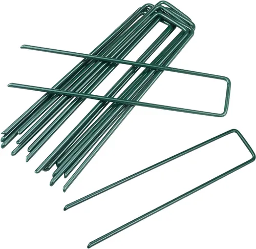 Paquete de 10 grapas galvanizadas para paisaje, estacas de jardín en forma de U de 6 pulgadas, estacas de metal para tienda, estacas de tierra para