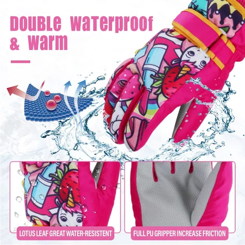 Miniatura 14 de Guantes de nieve para hombre y mujer, impermeables, para invierno, cálidos, para esquí, snowboard, guantes para mujer