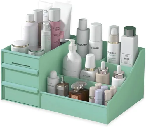 Miniatura 13 de Organizador de escritorio de maquillaje con cajones, organizador de cuidado de la piel para cosméticos, soporte de tocador para lápiz labial