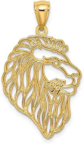 Miniatura 3 de Colgante de oro amarillo macizo de 14 quilates para hombre con forma de león con diamante