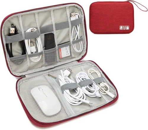 Miniatura 9 de Funda organizadora de artículos electrónicos, bolsa organizadora de cables de viaje, bolsa de almacenamiento portátil para cable, cargador