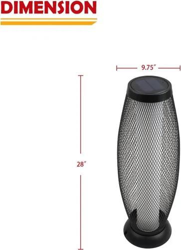 Miniatura 9 de Solar Yard Lámpara solar de pie para exteriores, pantalla de alambre de metal, linterna LED moderna parpadeante para exteriores, resistente a