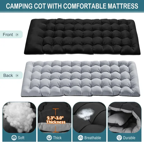 Miniatura 6 de NAIZEA Catre plegable de camping con alfombrilla para adultos, silla de descanso ajustable al aire libre, cama de dormir resistente, catres
