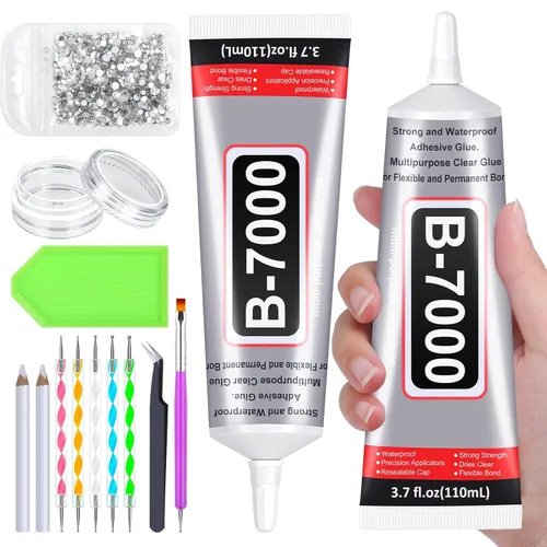 Miniatura 9 de B7000 Pegamento Transparente con Punta de Precisión, 4 Piezas de 25mL Pegamento para Cuentas de Joyería, Adhesivo para Deslumbrar con Diamantes