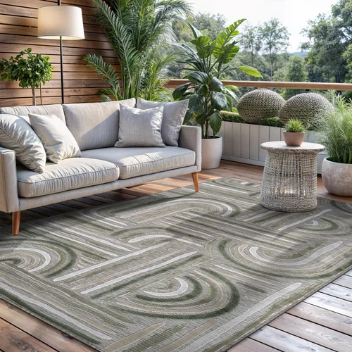 Miniatura 76 de CAMILSON Alfombra para Interiores y Exteriores, Alfombras de Área Azules 5x7 con Hojas Tropicales Botánicas para Patios Interiores y Exteriores