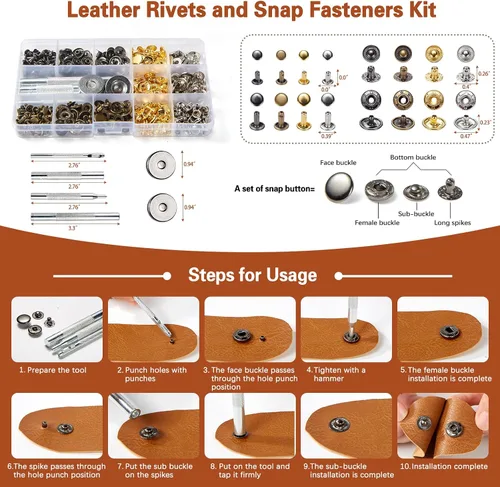 Miniatura 3 de Kit de herramientas de cuero profesional Tuykay de 456 piezas, herramientas y suministros de trabajo de cuero con delantal y bolsa