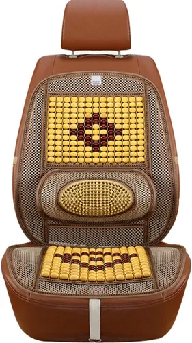 Miniatura 2 de Funda de asiento cómoda con cuentas de madera con malla ventilada de enfriamiento, soporte lumbar, respaldo ortopédico y cojín de masaje