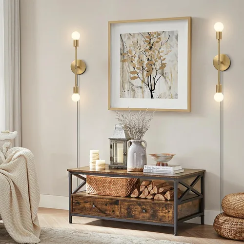 Miniatura 6 de KCO Lámpara de pared dorada con 2 luces para tocador de baño, luz de lectura de pared de latón, moderna de mediados de siglo, para pasillo, sala
