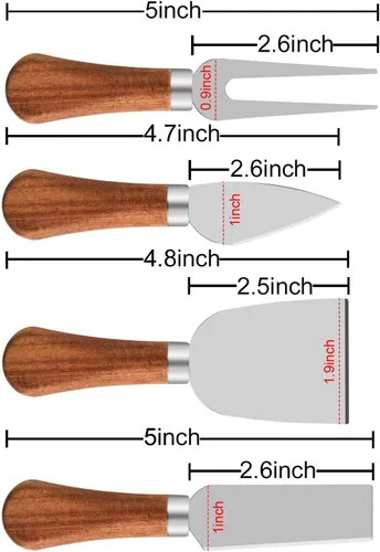 Miniatura 2 de Juego de cuchillos de queso con mango de madera, mini pinzas para servir, cucharas, tenedores, palillos de dientes, banderas para fiesta de Navidad