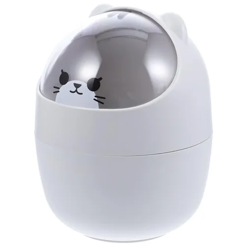 Homoyoyo Bote de basura de escritorio de dibujos animados con tapa, lindo bote de basura de mesa de dibujos animados, mini cubo de basura kawaii