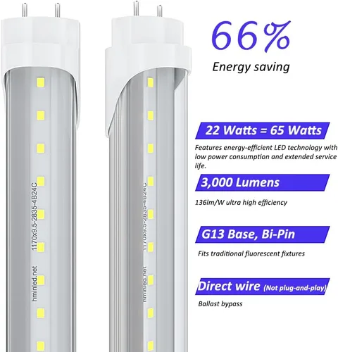 Miniatura 2 de Tubo de luces LED T8 de 4 pies, paquete de 25 unidades, grado comercial para oficina y supermercado, 3000 lm súper brillante, 22 W