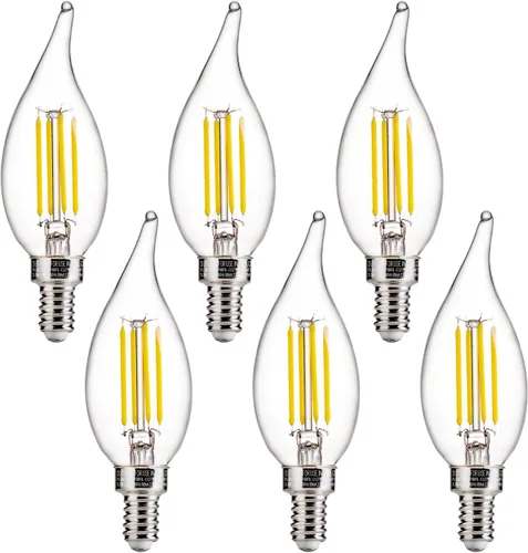Miniatura 23 de FLSNT Bombillas LED para candelabro CA11 E12, bombillas LED regulables, equivalente a 40 W, luz blanca cálida de 2200 K, 330 lm, acabado de vidrio