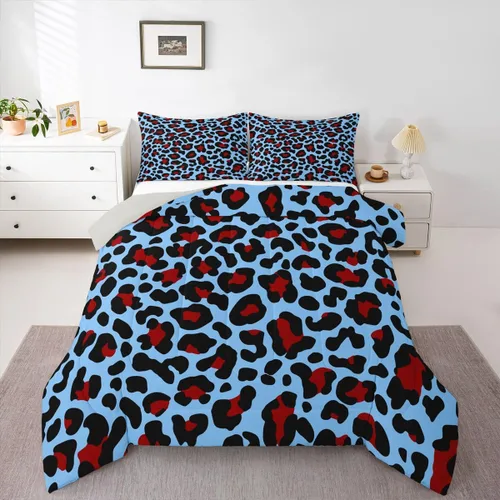 Miniatura 17 de Erosebridal Juego de edredón con estampado de leopardo, tamaño individual para niños, edredón de guepardo occidental, negro y gris, juego de ropa