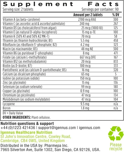 Miniatura 4 de Igennus - Aceite de pescado silvestre omega-3 de alta absorción + paquete multivitamínico metilado para hombre, 1000 mg de EPA y DHA, 180 cápsulas