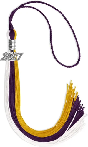 Miniatura 173 de Endea Graduation Borla de triple color con gota de fecha plateada (negro/dorado/granate, 2020)