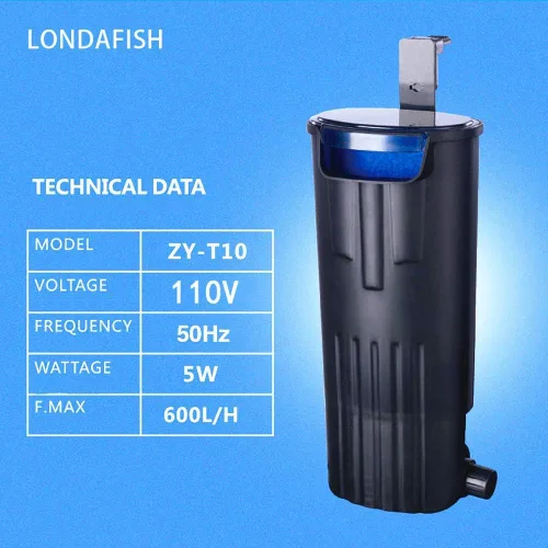 Miniatura 2 de LONDAFISH Filtro de tortuga de nivel de agua ultra bajo, filtro sumergible de acuario de 600 l/h con oxigenación en cascada, funcionamiento