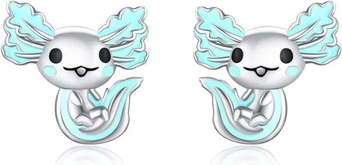 925 Sterling Silver Axolotl Earrings White GoldRose Gold Axolotl Jewelry for Women Girls PinkBlue Axolotl Gifts