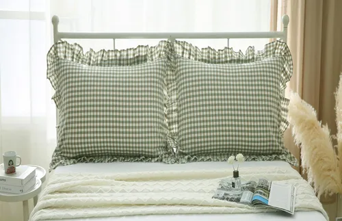 Miniatura 18 de Fundas de almohada cuadradas a cuadros en blanco y negro con volantes, fundas de almohada a cuadros, fundas de almohada de gingham, fundas