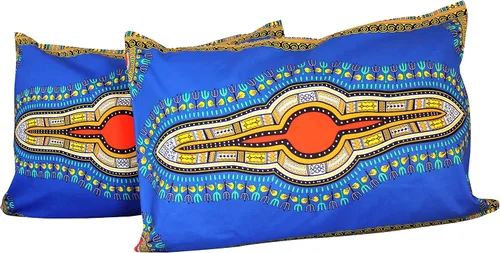 Miniatura 12 de RaanPahMuang Fundas de almohada en African Dashiki Art 100% algodón tejido Batik estampados, juego de 2 fundas, negro amarillo