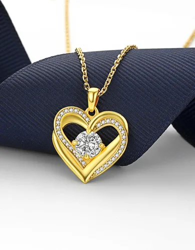Miniatura 37 de MomentWish Collar de corazón para mujer, moissanita, diamante de imitación, plata de ley 925