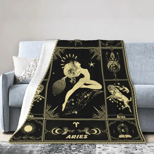 Miniatura 2 de Aries Manta 12 mantas de cama de horóscopo astrología, suaves y acogedoras, mantas de franela personalizadas de 60 x 50 pulgadas