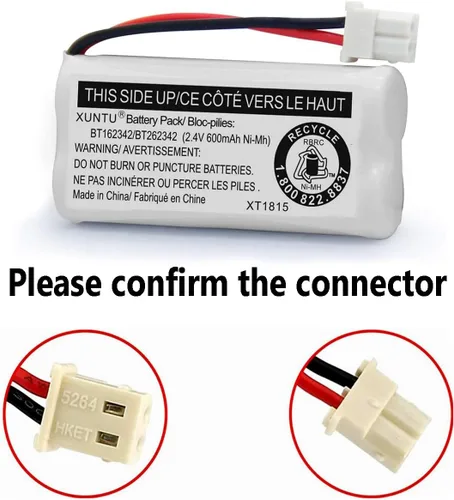 Miniatura 4 de XUNTU BT162342/BT262342 2.4V 600mAh Ni-MH batería inalámbrica para teléfono BT166342/BT266342 BT183342/BT283342 compatible con EL52351 TL90070