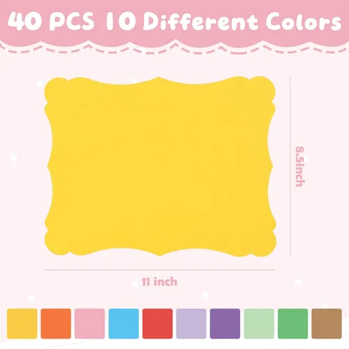 Miniatura 3 de 40 hojas de cartulina de papel kraft de colores de 8.5 x 11 pulgadas, 10 colores surtidos, tarjetas de felicitación de papel grueso para menús
