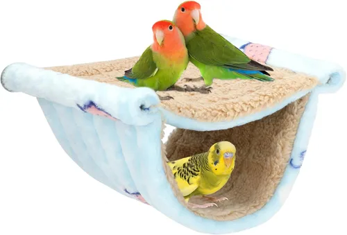 Miniatura 15 de BWOGUE Cama nido hamaca colgante cálida de invierno para pájaros, cabaña para acurrucarse, casa tienda juguete de loro, percha de jaula de pájaros
