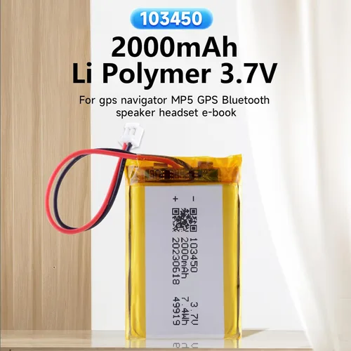 Miniatura 2 de Paquete de 2 baterías de 3.7 V 2000 mAh 103450, 103450 baterías con conector JST PH de 0.079 in para controlador PS4 serie CUH-ZCT1