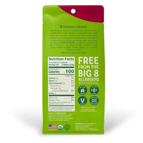 Miniatura 2 de Friendly Grains - Rollos crujientes - Snacks de arroz orgánico - Manzana y canela (4 paquetes de 6)