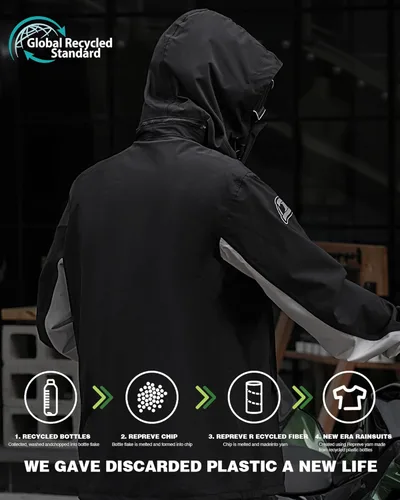 Miniatura 6 de IRON JIA'S Traje de lluvia, equipo de lluvia para motocicleta para hombres y mujeres, chaqueta y pantalones impermeables, impermeable transpirable