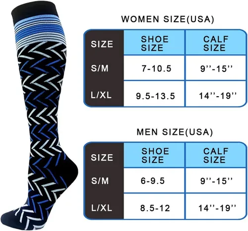 Miniatura 6 de Aoliks Calcetines de compresión para mujeres y hombres, circulación de 20 a 30 mmHg, ideales para baloncesto, correr, enfermera, viajes, ciclismo