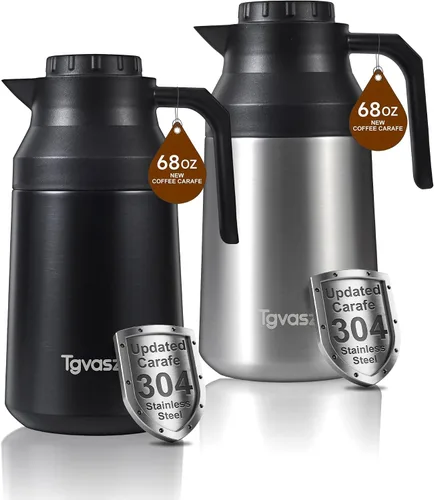 Miniatura 9 de 2 jarras térmicas de café de acero inoxidable aisladas para líquidos calientes, al vacío, jarra térmica, dispensador de jarra para mantener la leche