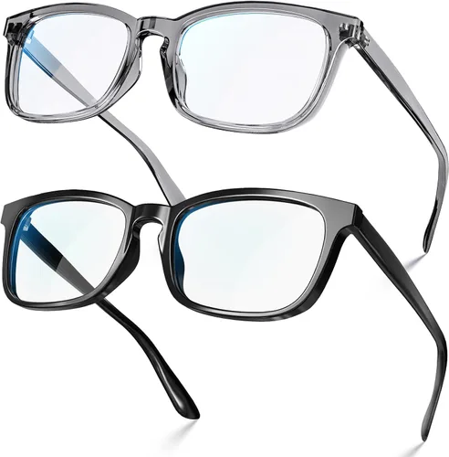 Miniatura 12 de VISOONE - Lentes cuadrados con bloqueo de luz azul y antireflejante para computadora, videojuegos; para mujeres y hombres MONTANA Transparente+azul