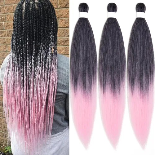 Miniatura 48 de Cabello para Trenzar Naranja Jengibre Pre-Estirado Kanekalo Cabello para Trenzar Pre-estirado 26 pulgadas Extensiones de Cabello Sintético