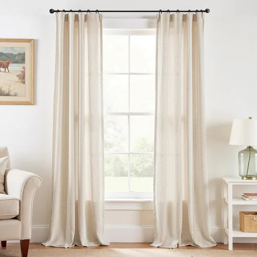 Miniatura 66 de JINCHAN Cortinas de lino de 108 pulgadas de largo, juego de 2 paneles, cortinas de ventana para sala de estar y dormitorio, cortinas