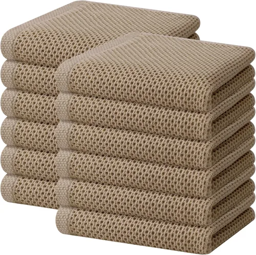 Miniatura 145 de Homaxy Paños de cocina de 100% algodón con tejido de gofre, ultra suaves, absorbentes, de secado rápido, 12 x 12 pulgadas, paquete de 6, amarillo
