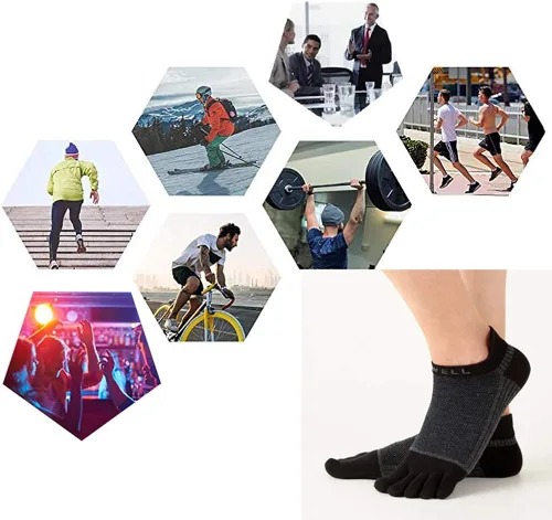 Miniatura 6 de VWELL Calcetines de algodón con dedos de cinco dedos, calcetines deportivos para correr, 4 pares, talla 7-11