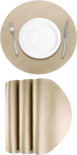 Uxcell 4 manteles individuales de piel sintética para mesa de comedor, manteles redondos de piel sintética, resistentes al calor, impermeables, a