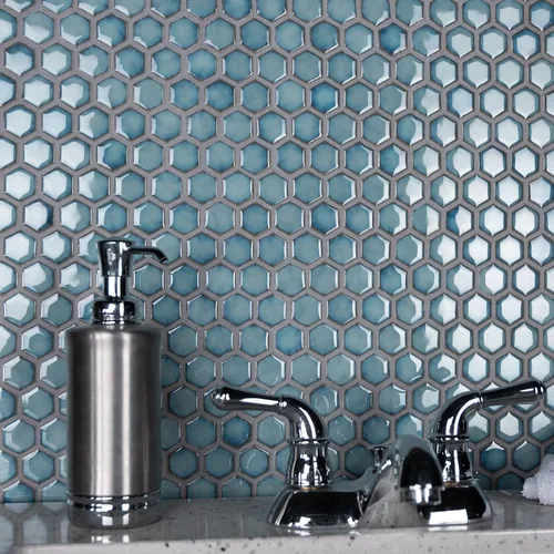 Miniatura 2 de Merola Tile Hudson - Azulejo de porcelana hexagonal de 1 pulgada (11-7/8 x 13-1/4 pulgadas)