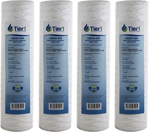 Miniatura 10 de Tier1 Cartucho de repuesto de filtro de agua para sedimentos de polipropileno enrollado de 50 micrones, 10 x 2.5 pulgadas, compatible con Pentek