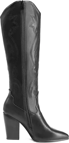 Miniatura 2 de DREAM PAIRS Cowboy Boots For Women, Comfortable Pull On Zipper Chunky Heel Pointed Toe Embroidered Western Cowgirl Knee High Boots