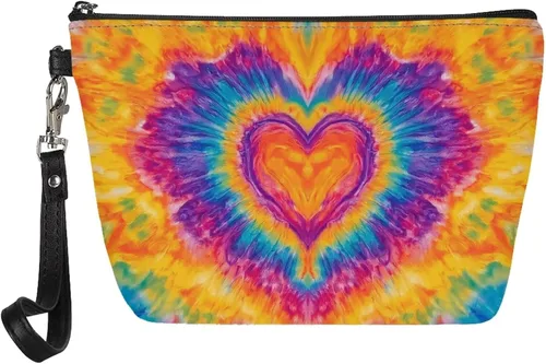 Miniatura 31 de Howilath Abstract Art Cat Cosmetic Pouch for Women PU Leather Toiletry Storage Bag Trapezoid Makeup Bags with Wrist Strap