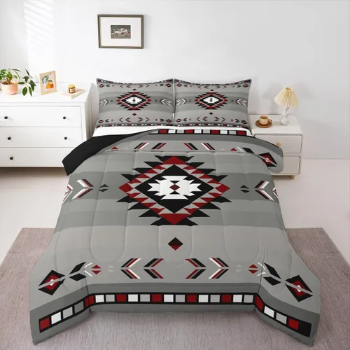 Miniatura 50 de Feelyou Juego de edredón geométrico del suroeste para niños y niñas, edredón nativo del suroeste, tamaño individual, juego de ropa de cama