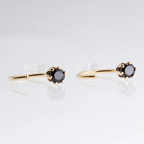 Miniatura 46 de Half Huggie Birthstone Gold Hoop Earrings for Women Tiny Cartilage Stud Piercing Earring Hypoallergenic Earring Screw Back Dainty Hug